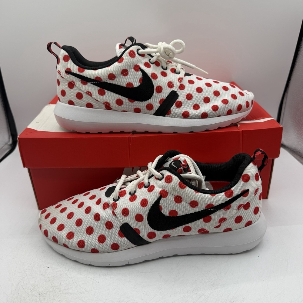 Nike Roshe NM QS Running Shoes Mens Sz 8 White Red Polka Dot Sneakers 810857-106